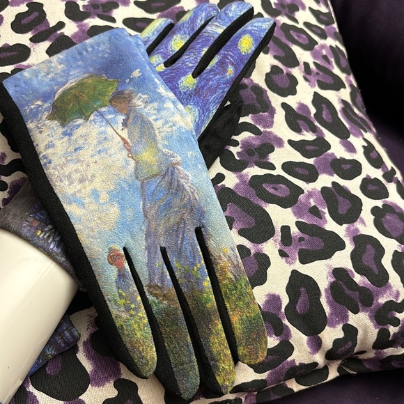 Fine Art Inspired The Starry Night Van Gogh & Monet Madam Touch Screen Gloves - Picture 6 of 8